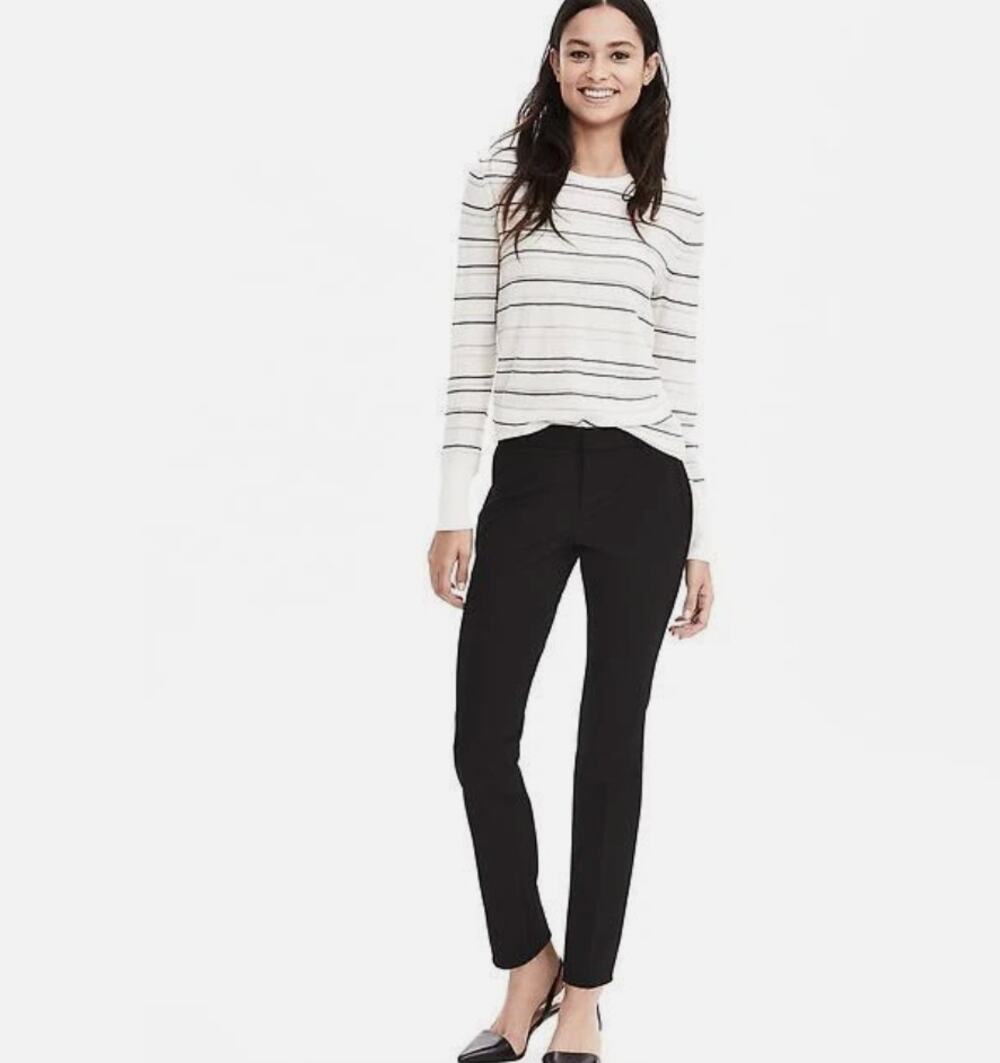 NWOT Banana Republic Womens Ryan-Fit Black Slim-Straight Pant Trousers Size 6